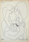 Kemsei István illusztráció, 1970, tus, papír (könyvtári leírókarton), 30x21 cm
