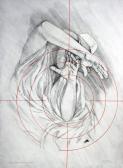 Valaki véletlenül átlőtt önarcképe, 2001, ceruza, tus, papír, 94x69,5 cm