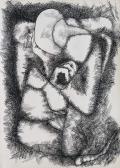 Gondolkodó, 1968 kl, tus, toll, papír, 86x61 cm