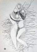 Mutatványos, 1969, tus, papír, 21x14,5 cm 