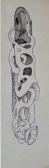 A csönd testek sorozat, 1969, golyóstoll, tus, papír, 27,5x8 cm