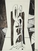 Széltorony (Csönd testek sorozat), 1968, tus, toll, papír, 21x16 cm