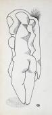 Bálvány-pár, 1970 kl, tus, papír (könyvtári leírókarton), 21x10 cm