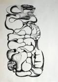 Figura II., 1975-80 között, tus, papír, szárazpecsét, 42x30 cm