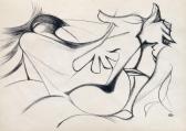 Teremtés II., 1973, tus, toll, papír, 61x86 cm