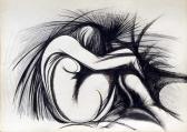 Pihenő, 1964-68 között, tus, kréta, papír, 61x85 cm