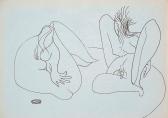 Csoport, 1970-es évek, tus, papír (könyvtári leírókarton), 21x15 cm