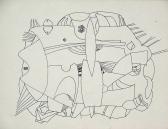 Kompozíció V./1., 1968, tus, papír, 16,5x22 cm