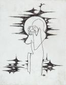 Madonna VI., 1972, rézkarc, papír, 14x10,5 cm / 115x90 mm Madonna VI., 1972, rézkarc, papír, 14x10,5 cm / 115x90 mm