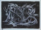 Bokor (Kompozíció), 1974-80 kl, linómetszet, papír, 21,5x30 cm / 170x235 mm