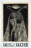 Záródísz sorozat (Öregkori önarckép), 1970-es évek, linómetszet, papír, 9x7,8 cm / 60x40 mm
