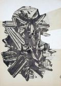 Leletek (Nyomatok sorozat VIII.), 1970, monotípia, vegyes technika, papír, 30x21 cm