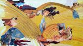 A gravitáció csökkenésének ideje, 2005, akril, kollázs, farost, 46,5x82 cm