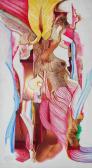 Esti látogatás, 2005, akril, kollázs, falemez, 65x35,5 cm