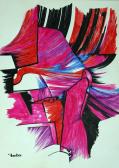 Tusrajz, 1970-75 között, színes tus, papír, 42x30 cm