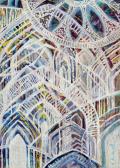 Katedrális VI., 1966 kl, olaj, karton, 100x70 cm