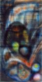 Udvari felügyelő, 1994 kl, szórópisztoly, vegyes technika, papír, 29,5x21 cm